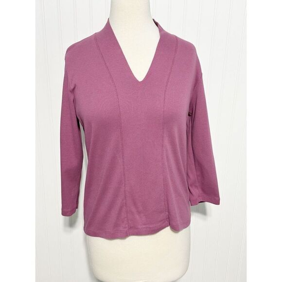 Hasting & Smith Women's V Neck 3/4 Sleeve Pullover Top Pink  Purple Mauve Medium - Picture 1 of 8